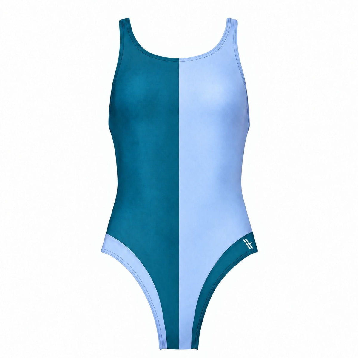 Liberty Racerback Swimsuit High Cut ― Teal / Light Blue
