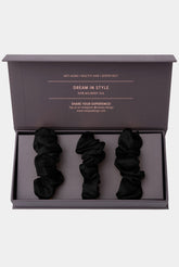 Large Silk Scrunchie Set Crystal Black