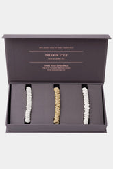 Skinny Silk Scrunchie Set Ivory / Caramel