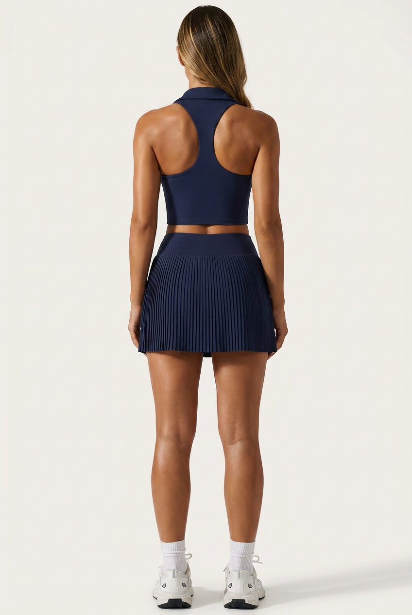 CLEO Polo Top & Pleated Skirt Set