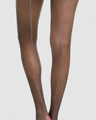 Satellite Crystal Back Seam Tights
