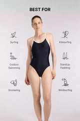Racerback Swimsuit High Cut ― Black