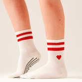 LIGN Red Heart Two Cream Stripe Tube Socks