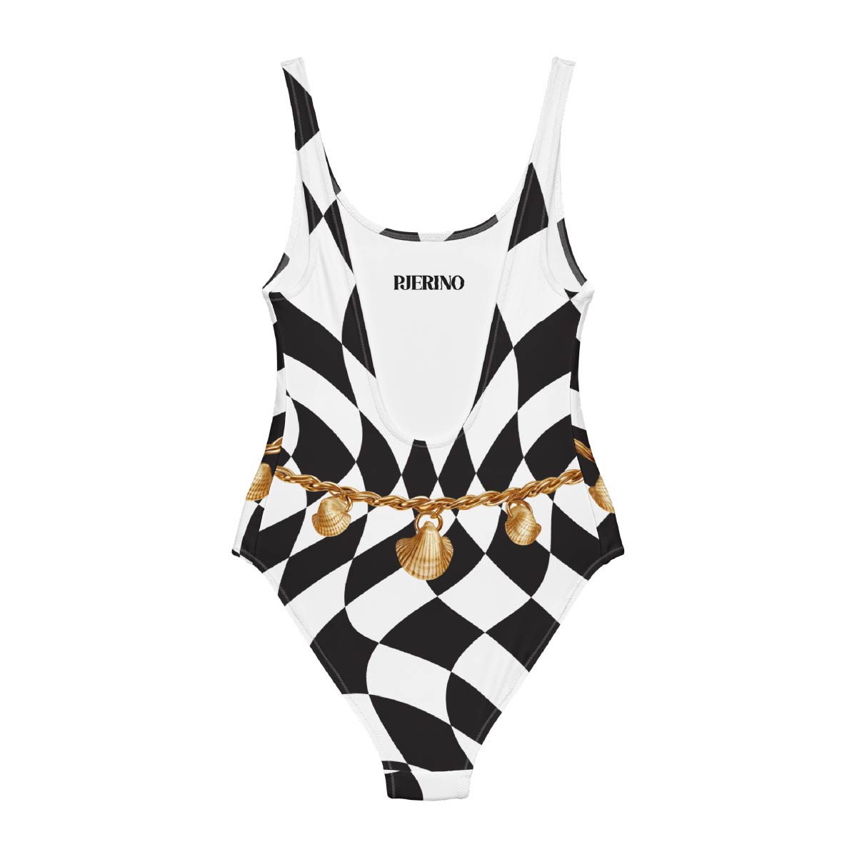Retro One Piece Swimsuit - Belly Chain Harlequin