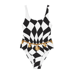 Retro One Piece Swimsuit - Belly Chain Harlequin