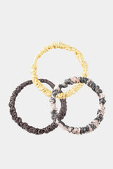 Skinny Silk Scrunchie Set Brown/PannaCotta/Animal