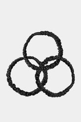 Skinny Silk Scrunchie Set Black Crystal