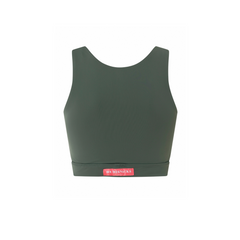 OLIVE GREEN MINERVA FITNESS CROP TOP in ECONYL®