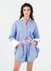Sabine Short - Blue Stripe - Avenue Athletica