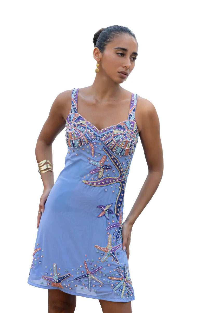 Crescent Shell Mini Dress Lilac