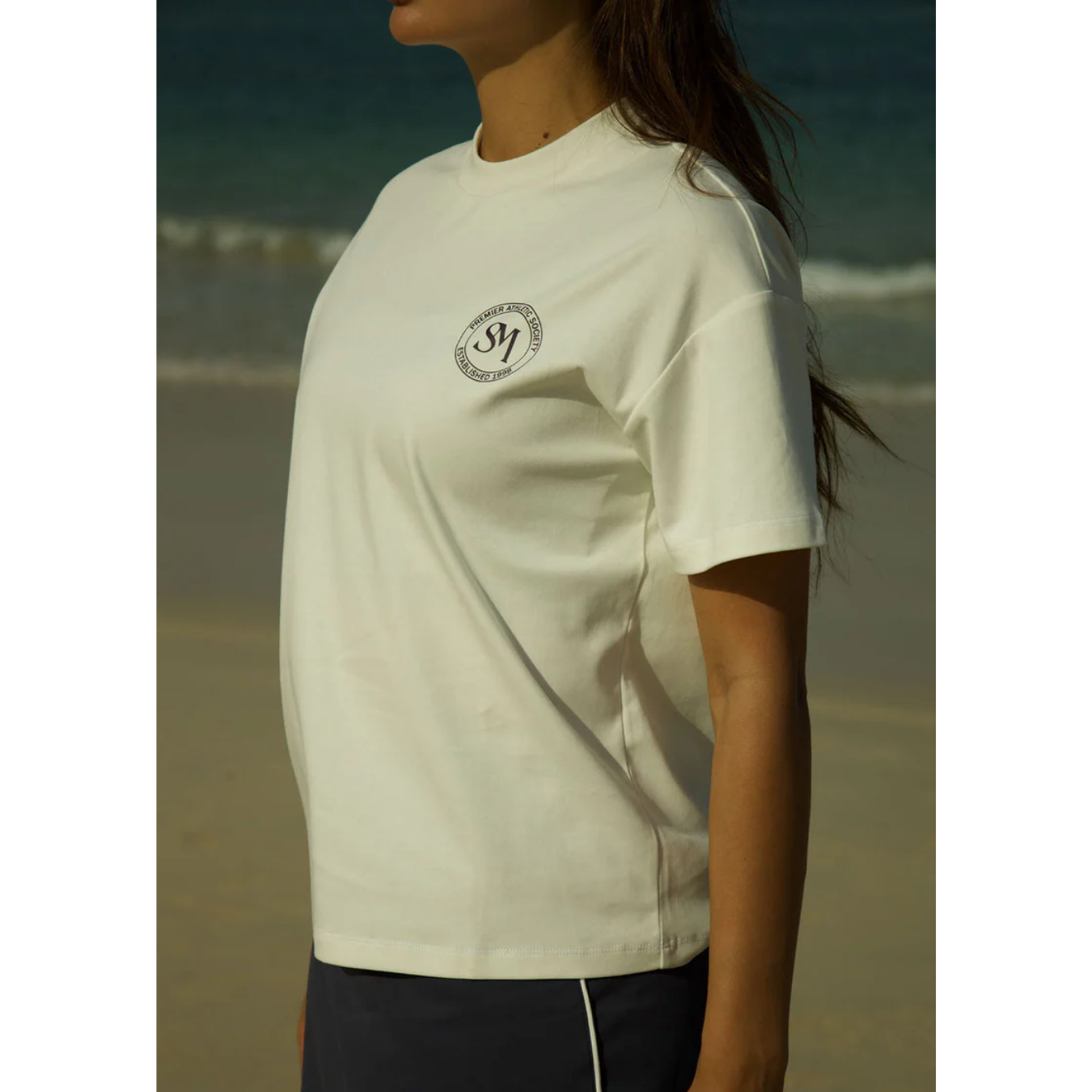 Short Sleeve T-Shirt - Ivory/Navy Blue