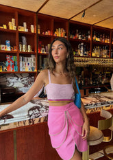 Monty Co-Ord Hand Embroidered Bead Top - Pink