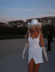 Sofia Hand Beaded Party Dress White