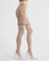 Chevonne Lace and Satin Fishnet Tights