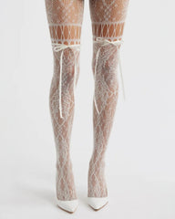 Chevonne Lace and Satin Fishnet Tights