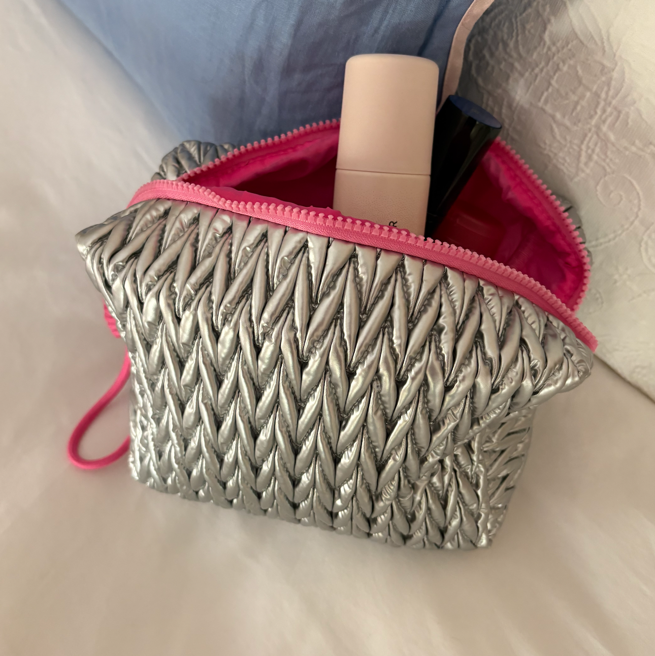 Squishy Silver Make Up Bag