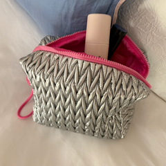 Squishy Silver Make Up Bag