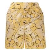 Strapped Cotton Shorts Yellow Flowers