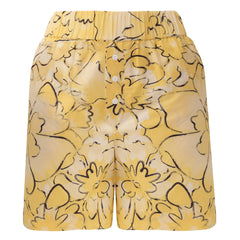 Strapped Cotton Shorts Yellow Flowers