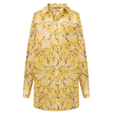 Silk Cotton Shirt Yellow Flowers