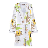 Bamboo Kimono Robe in White Flower