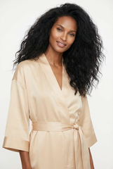 The Lady Silk Kimono Robe Caramel