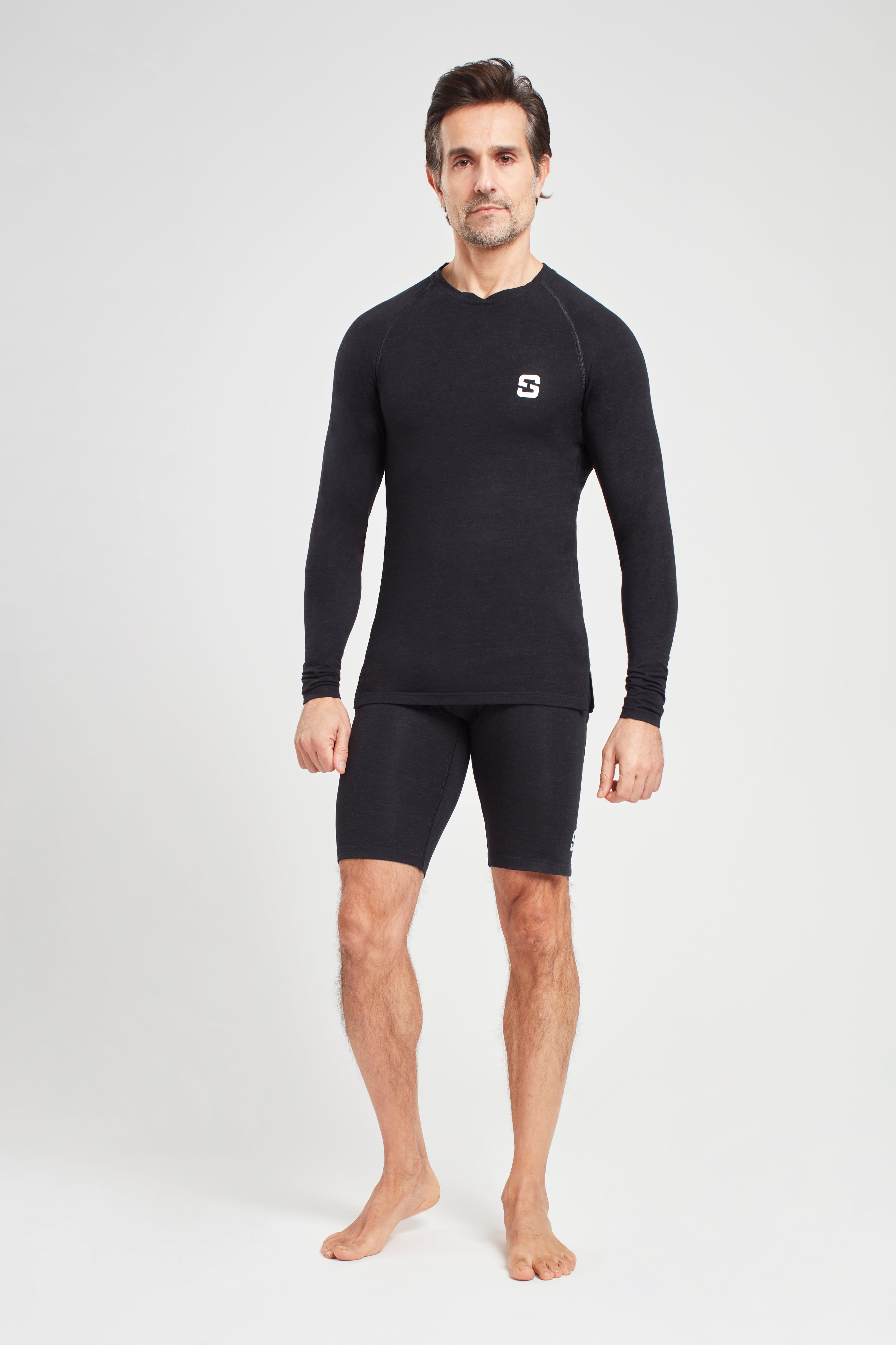 Long Sleeve Top - Marl Black