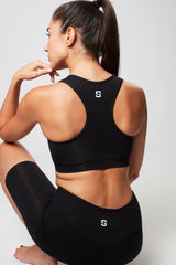 Racerback Sports Bra - Marl Black