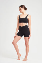 Wrap Biker Shorts - Marl Black