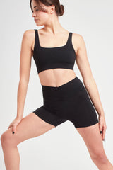 Wrap Biker Shorts - Marl Black