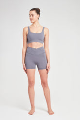 Wrap Biker Shorts - Pearl Grey