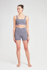 Wrap Biker Shorts - Pearl Grey