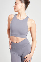 High Neck Sports Bra - Pearl Grey