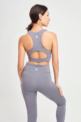 High Neck Sports Bra - Pearl Grey