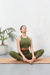 High Neck Sports Bra - Earth Khaki