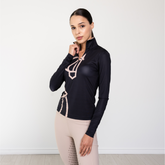 Haute Voyage Collection Long Sleeve Sun Shirt "Painted Horse" Black