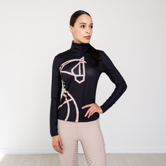 Haute Voyage Collection Long Sleeve Sun Shirt "Painted Horse" Black