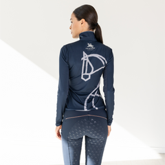 Haute Voyage Collection Long Sleeve Sun Shirt "Painted Horse" Blue