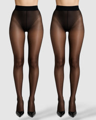 15 Denier Glazed Finish Tights- Luminous 2 Pack