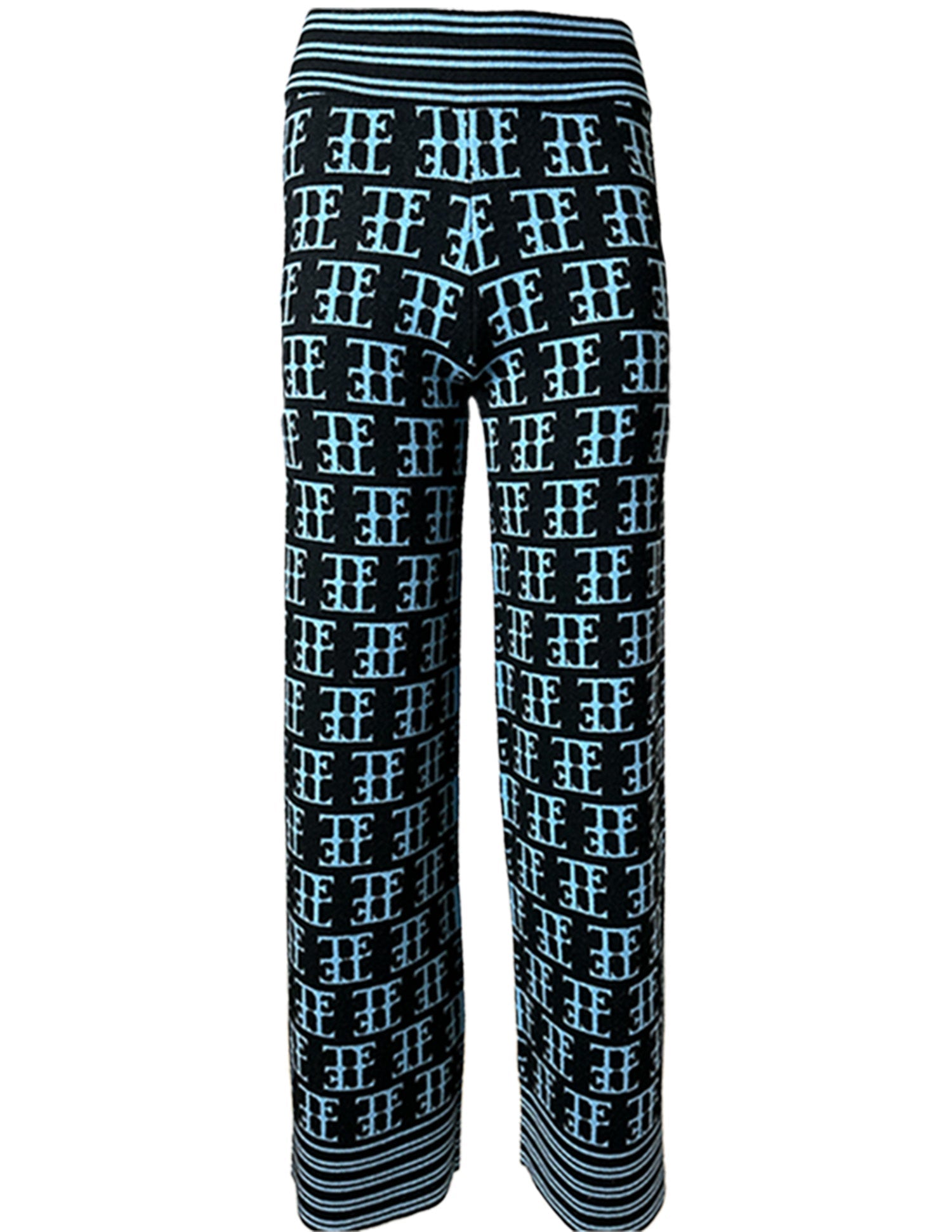 TE LOGO JACQUARD KNIT PANT, BLACK/ICE BLUE