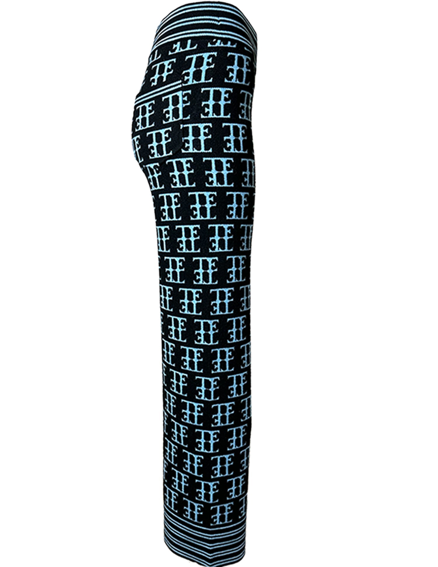 TE LOGO JACQUARD KNIT PANT, BLACK/ICE BLUE