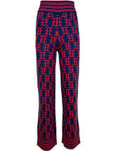 TE LOGO JACQUARD KNIT PANT (High Rise, Slim Fit), NAVY/RED