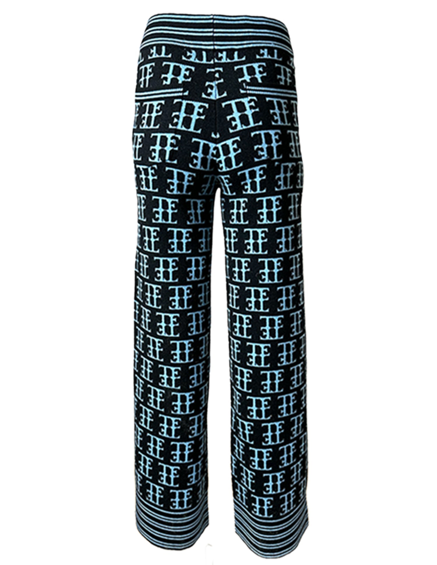 TE LOGO JACQUARD KNIT PANT, BLACK/ICE BLUE