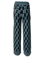 TE LOGO JACQUARD KNIT PANT, BLACK/ICE BLUE