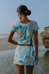 Maya Petal Hand Beaded Top Multi Colour Oceanus X by Poppy