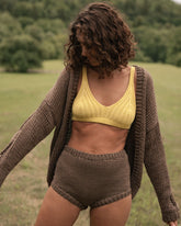 Kaitra: Taupe Cotton Hot Pants