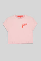 "A LA PLAGE" CROPPED T-SHIRT - CANDY PINK