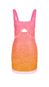 Sunrise Beaded Tassled Mini Dress