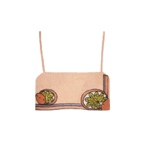 Melodie Co-Ord Hand Embroidered Crystal Top - Peach