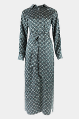 Black Crystal Neo Geo Silk Shirt Dress